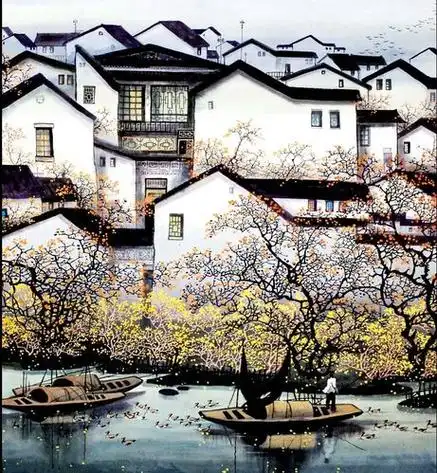 江南水乡油画吴冠中江南水乡油画