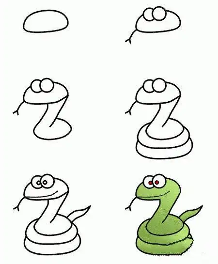 小学生关于蛇的简笔画学习步骤