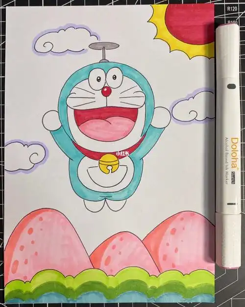 哆啦a梦卡通画儿童创意画机器猫动漫