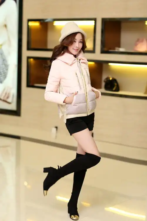 【实拍】冬季新款韩版女装宽松短款棉衣厚外套带帽拼接军工装棉衣