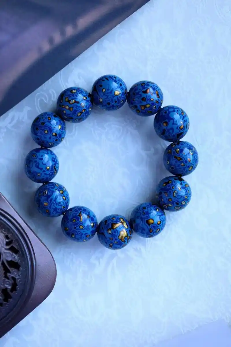 黛蓝色 大漆手串  千变万幻 色调清新