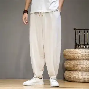 男士灯笼裤夏棉麻大码男裤
