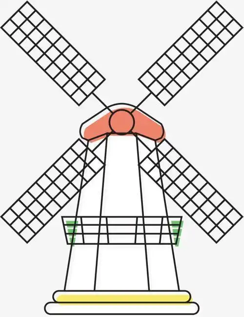 荷兰风车儿童简笔画 简笔画图片大全-普车都