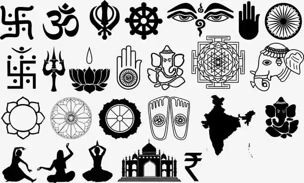 宗教,印度,符号,矢量,黑色