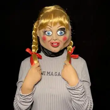 新款安娜贝尔恐怖1娃娃招魂安娜贝尔头套恐怖厉鬼屋密室道具电锯惊魂