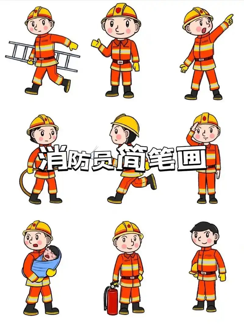 创作灵感 消防员怎么画,儿童画简单画法大全来啦#消防员简笔画 #消防