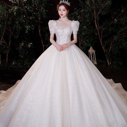 中凡智法式主婚纱新款新娘星空高级奢华宫廷拖尾小个子齐地孕妇夏季