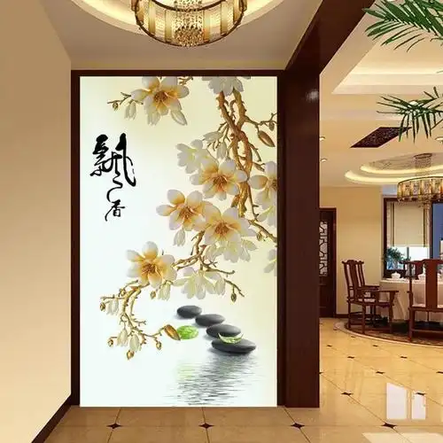 进门对面墙挂什么画好