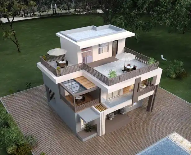 网红超大露台别墅——成为全村最美别墅|内附图纸