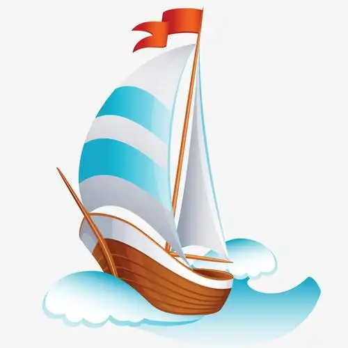 卡通帆船设计矢量图