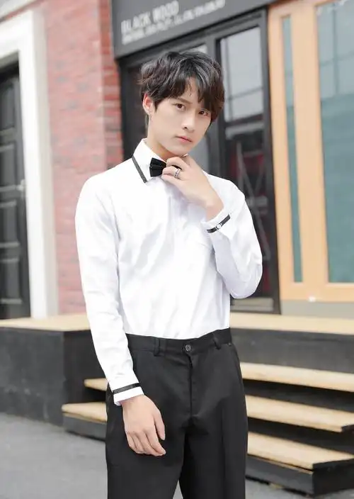 黑边男生长袖白衬衫黑裤子小时代jk制服学生装高中毕业季校服班服