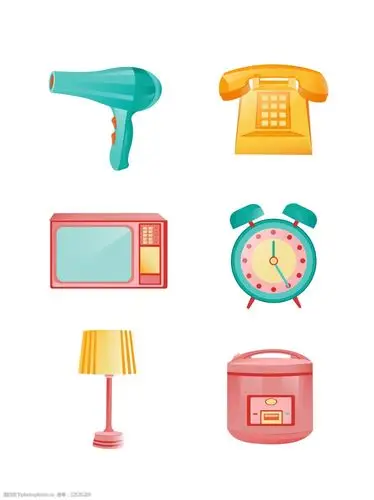 矢量卡通可爱家居用品元素套图