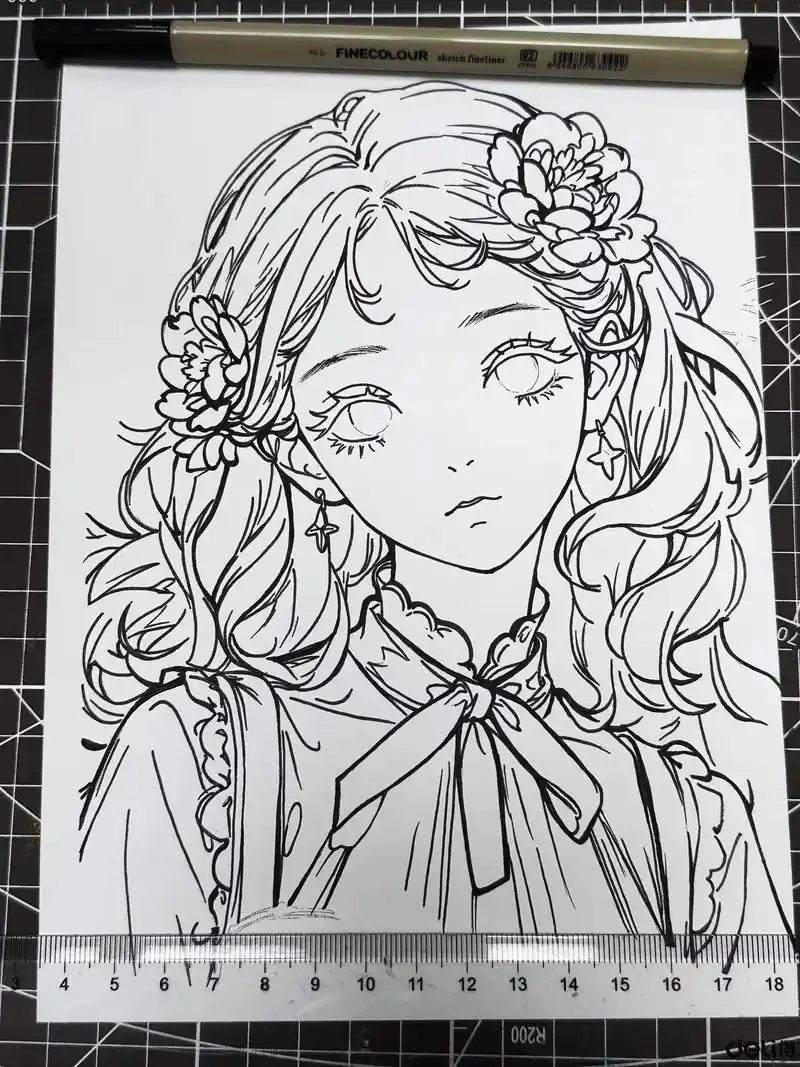 发下线稿嘻嘻.#马克笔手绘 #古风人物绘画 #国风插画 - 抖音