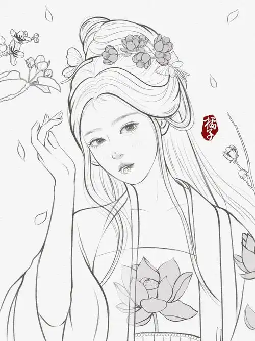 古风线稿佳儿团练