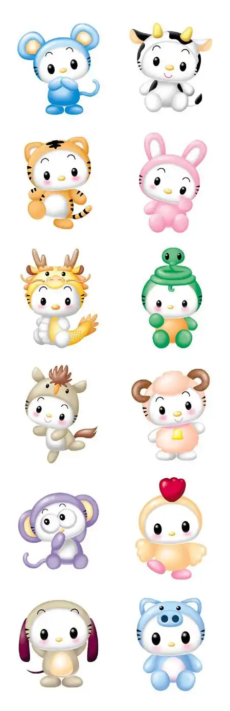 可爱12生肖卡通图