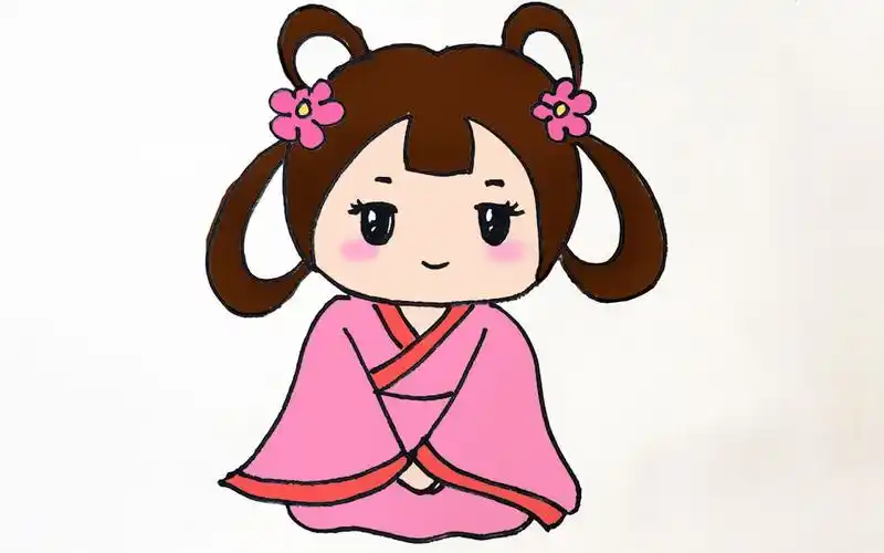 儿童简笔画教程可爱的古装小公主家长和小朋友一起画吧