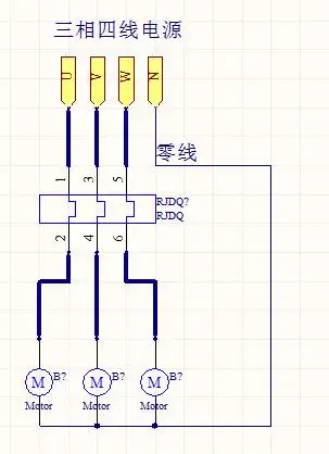 求助!三相四线发电机给三路单相电路供电电路的接法