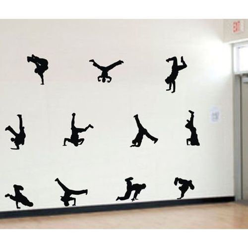 街舞墙贴纸hiphop舞蹈教室动作剪影装饰健身房培训班练功房玻璃贴