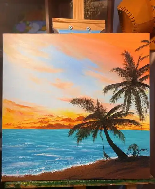 一个内陆人的执着吧90工具:大刷子,扇形笔,长勾线笔,刮刀,丙烯颜料