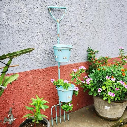 美式复古室内户外铁叉创意多肉花器摆设阳台布置花园庭院装饰摆件