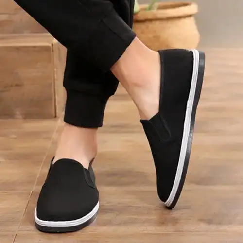 迈凯恩品牌老北京布鞋男士防滑懒人平底黑工作休闲春秋季千层底帆布