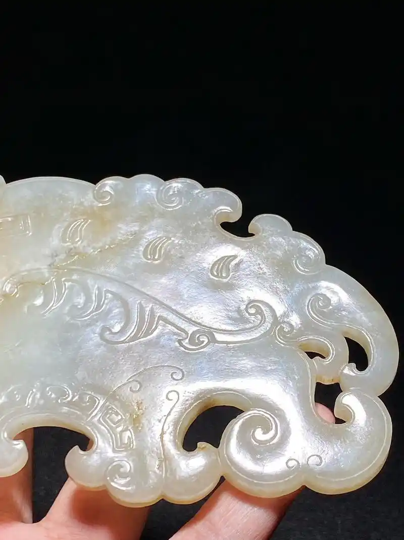 清乾隆 和田玉籽料 白玉 夔龙纹磬 玉磬 玉珮