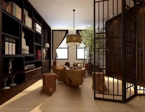 书柜新中式风格大户型书房装修效果图