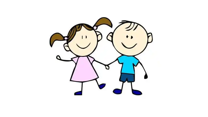 三个小女孩手牵手简笔画