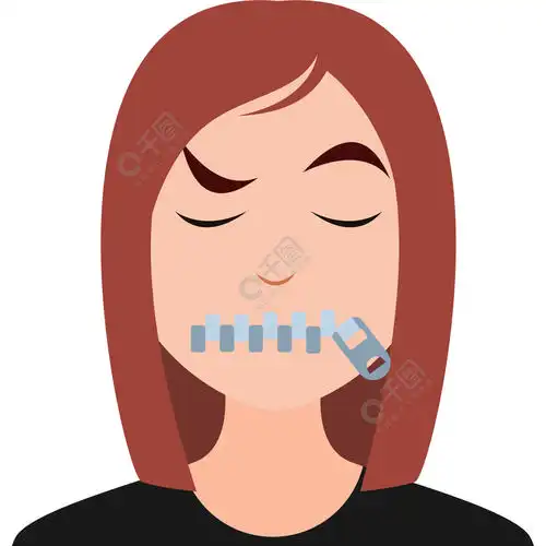 闭着嘴的女孩插图白色背景上的矢量