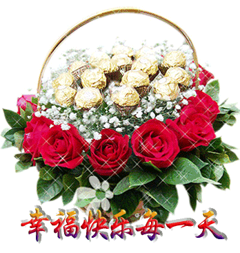 鲜花 花篮 幸福快乐每一天 闪烁