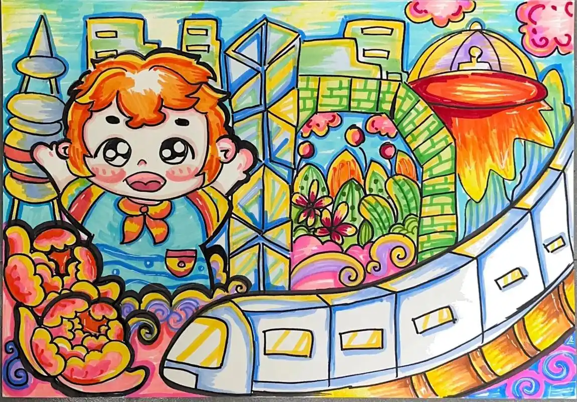 学前教育幼师儿童主题画《美丽的城市》