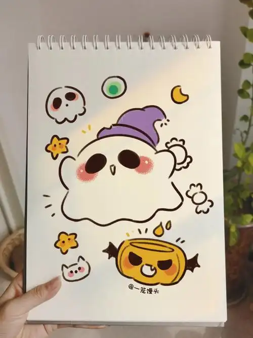 零基础手绘教程万圣节可爱鬼简笔画画