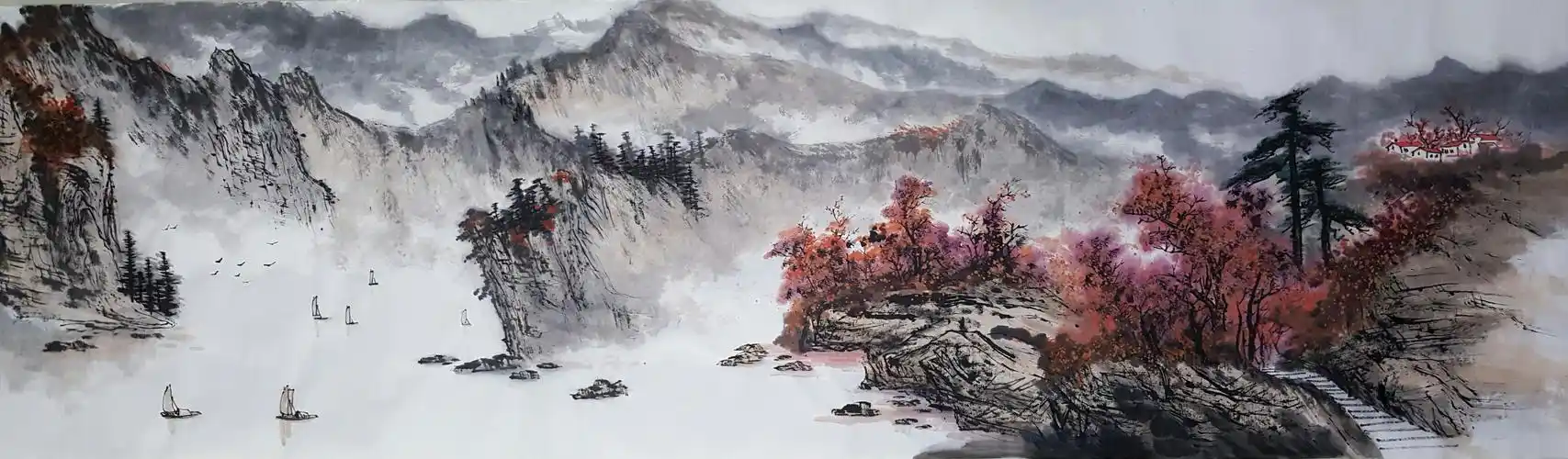 作品八       大写意长幅山水画