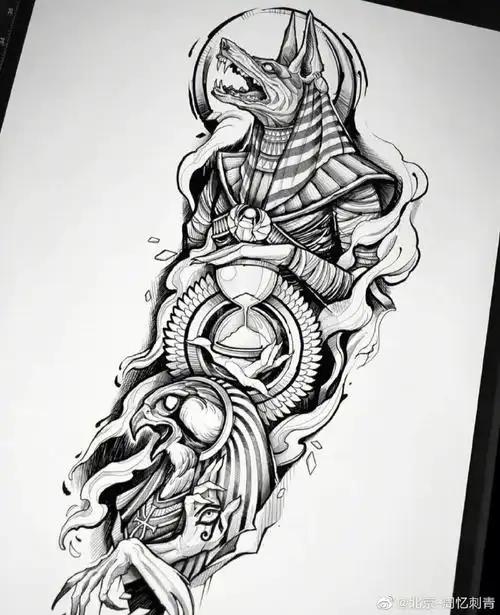 纹身图案分享酷炫暗黑哥特风纹身#纹身分享##纹身设计##暗黑纹身手稿