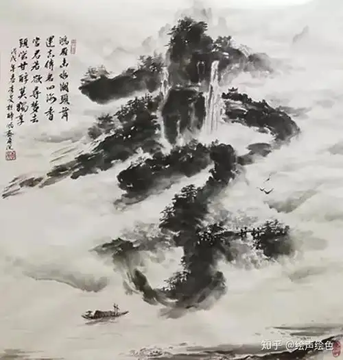 姓氏山水画家李旻作品
