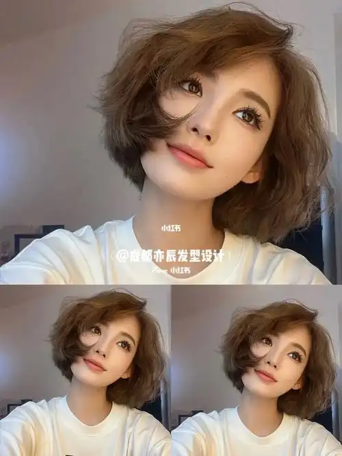 温柔气质"免打理短发烫发"91适合方圆脸肉脸