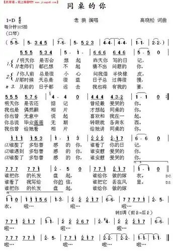 《同桌的你》简谱