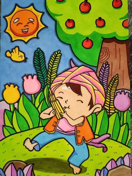 儿童简笔画卡通画上色简笔画马克笔水彩颜料水彩卡通画母婴