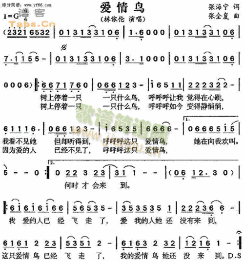 爱情鸟 歌谱简谱网