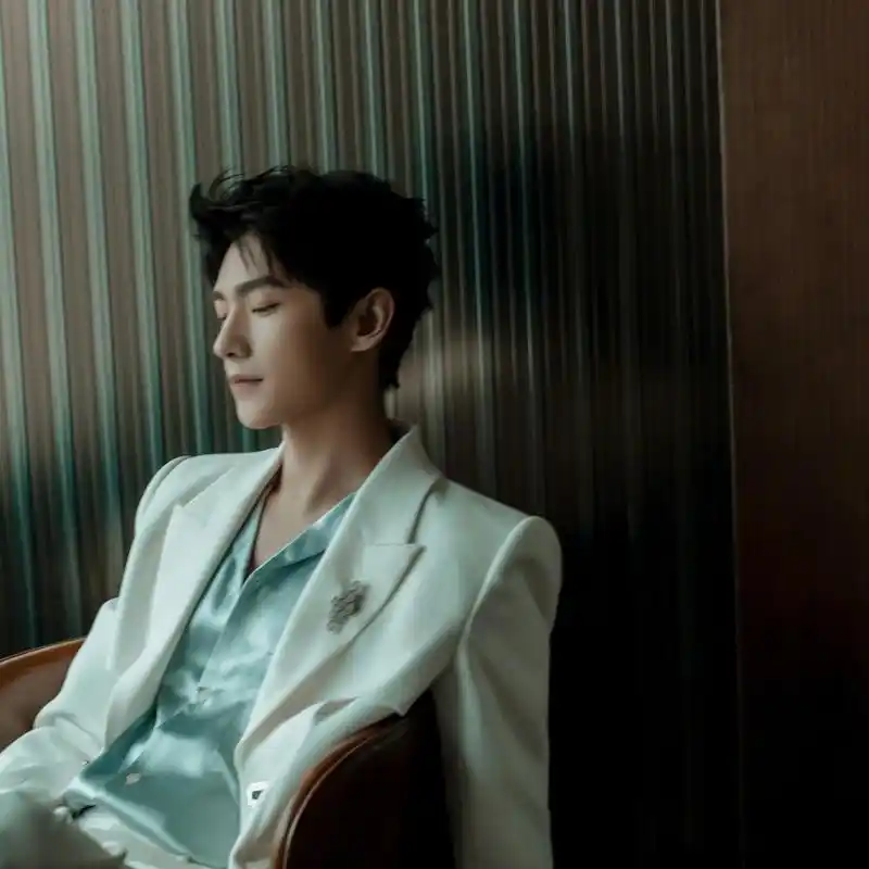 杨洋 x 活动穿搭自在随拍大片.解析:参加活动的杨洋,一袭白 - 抖音