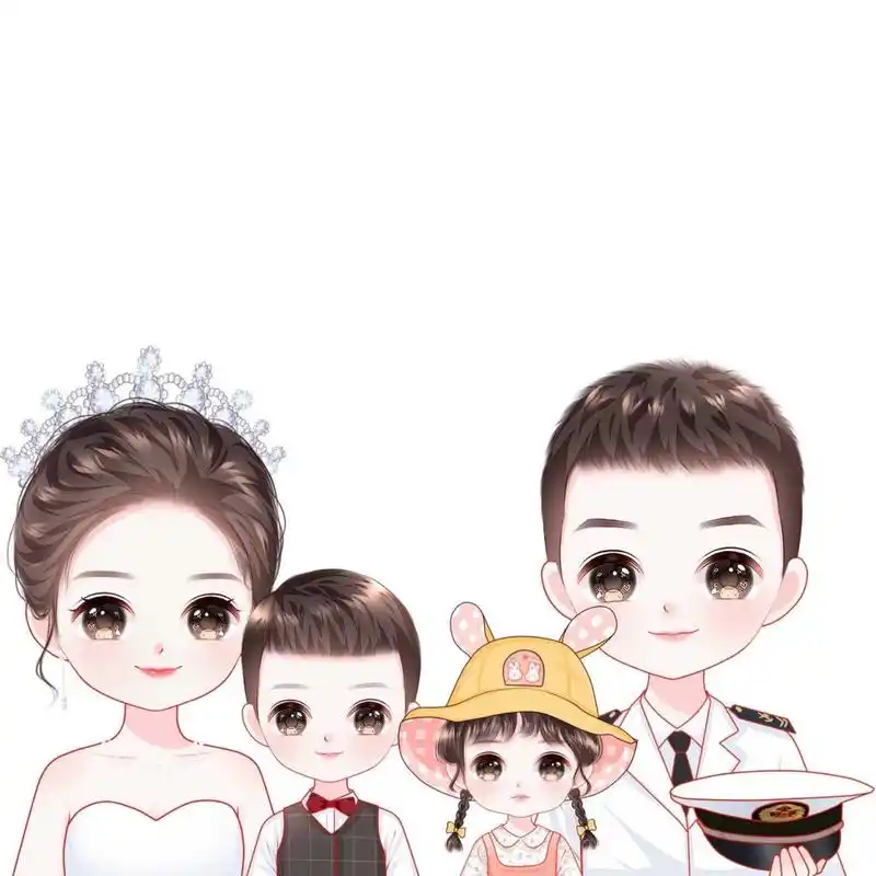 超好看的手绘一家四口亲子全家福头像 水汪汪的大眼睛超萌超可爱 世界