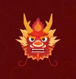 龙头卡通插画扁平形象中国龙神兽头像