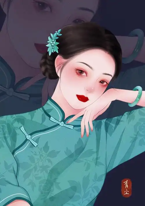 旗袍女子系列_青尘手绘-站酷zcool