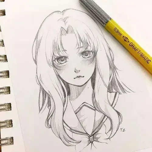 动漫人物素描,超适合画满一本速写本