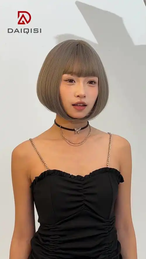 网红锁骨bobo头韩国波波头修脸蓬松帅气假发女短直发逼真整顶发套