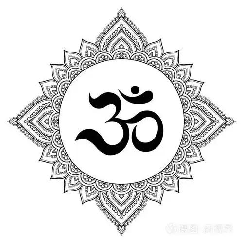 曼海蒂风格.在古代印度教咒 om.