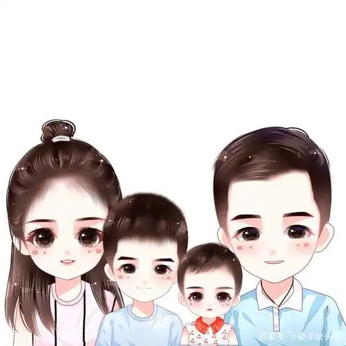 手绘动漫图片,温馨一家四口头像,拿图收藏喔