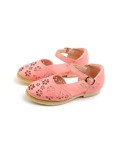 女童粉色镂空花朵公主鞋(3-11岁)