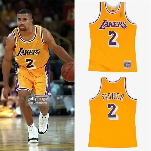 酷动城正品费舍尔洛杉矶湖人mn复古9697金标主场sw球迷版球衣