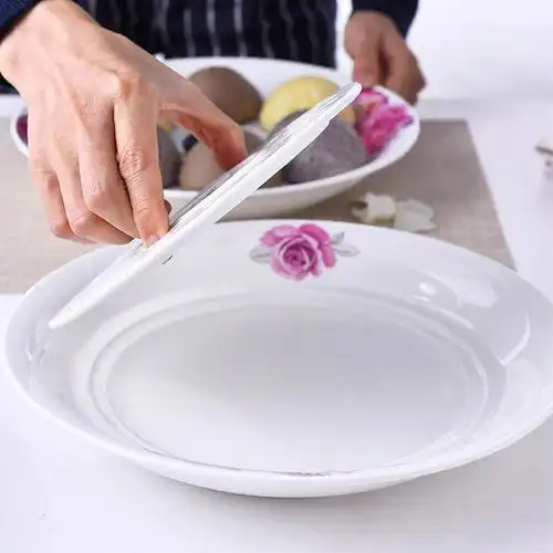 大号盛装饺子盘沥水双层盘陶瓷盘子家用菜盘水饺子托盘蒸盘带醋碟